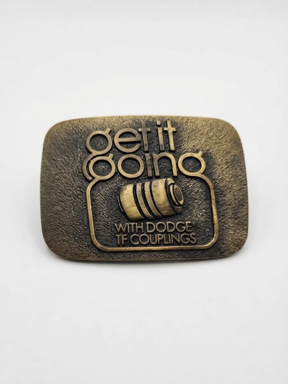 Vintage Dodge T-F Couplings Brass Belt Buckle Get It Going Mechanical Promo